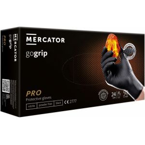Rękawice nitrylowe bezpudrowe 50 sztuk Mercator Gogrip Black rozmiar